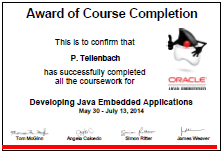 Award for MOOC about developing java embedded applications